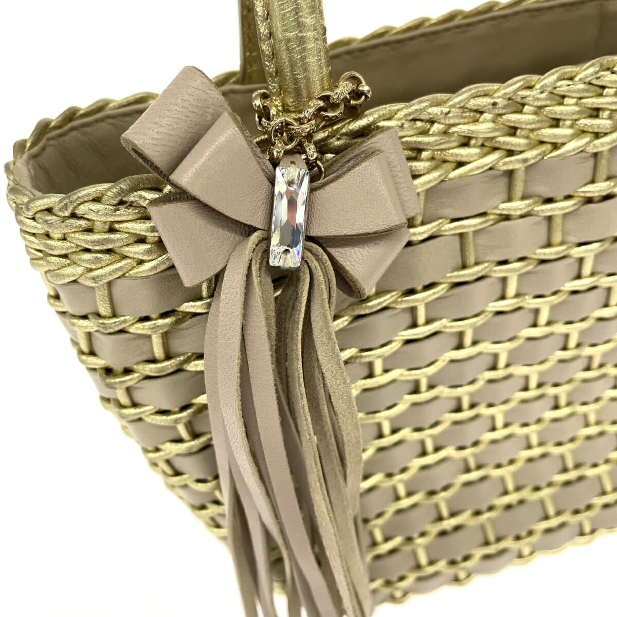 GRETA Greta Handbag Leather Intrecciato Gold Color Women's 6