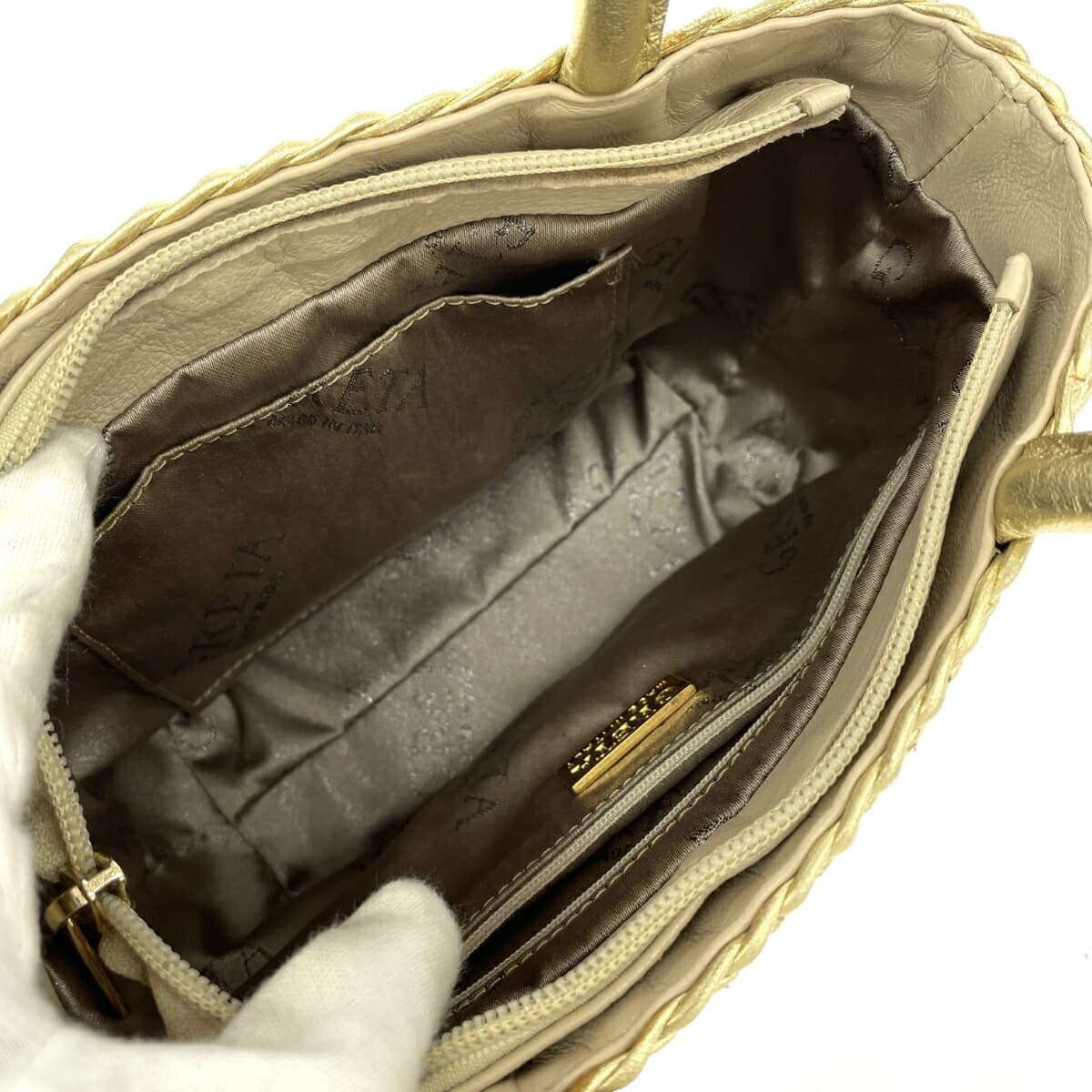 GRETA Greta Handbag Leather Intrecciato Gold Color Women's 7