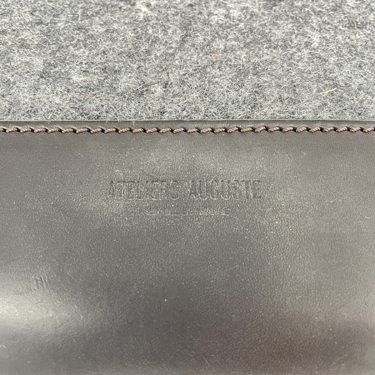 ATELIERS AUGUSTE Atelier Auguste Clutch Bag Leather × Felt Gray/Brown Unisex 6
