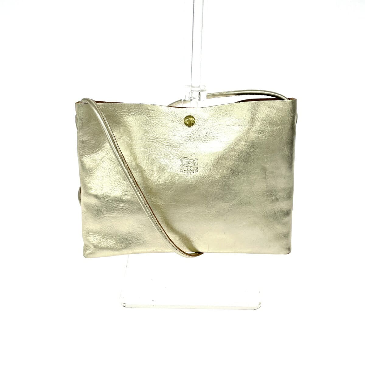 IL BISONTE Metallic Leather Shoulder Bag Gold Color for Women