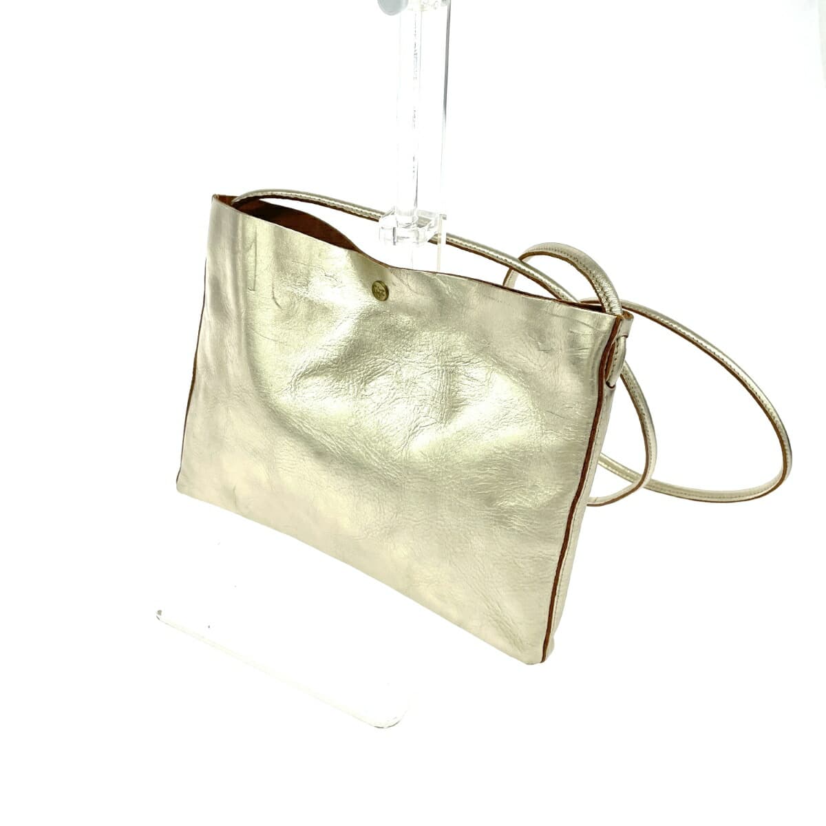 IL BISONTE Metallic Leather Shoulder Bag Gold Color for Women 3