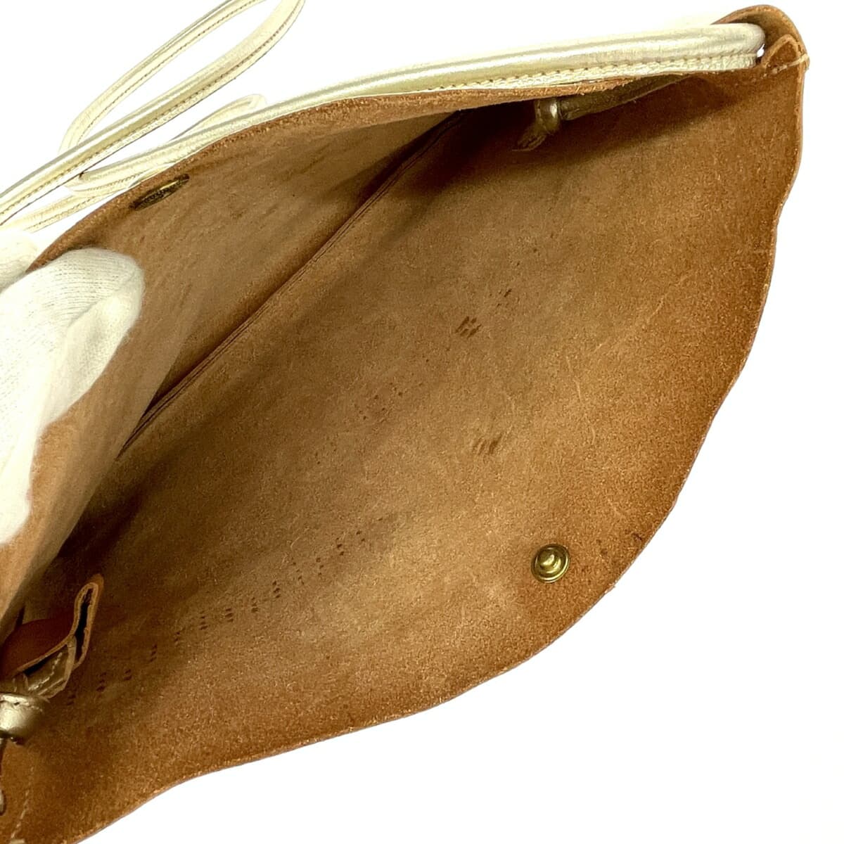 IL BISONTE Metallic Leather Shoulder Bag Gold Color for Women 6