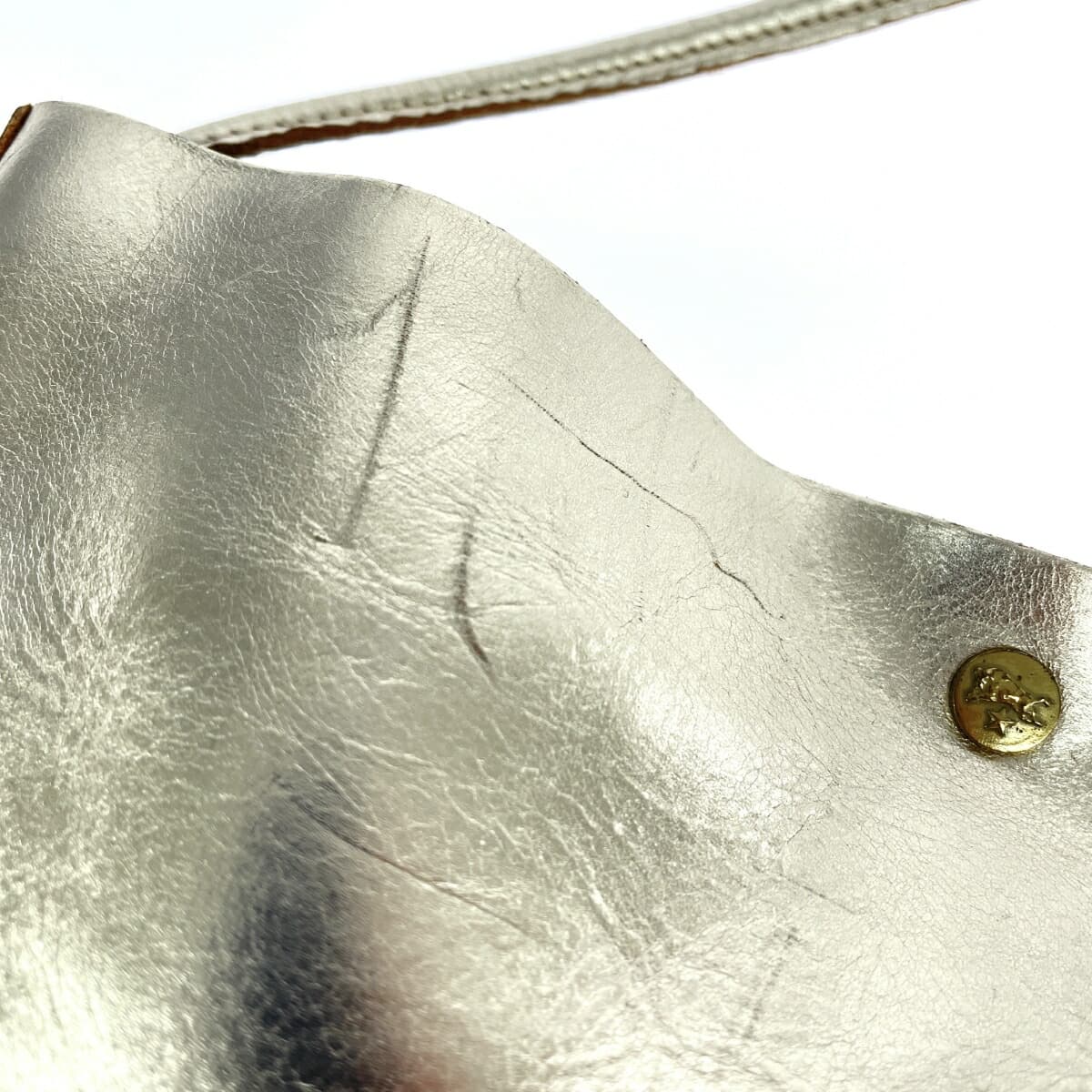 IL BISONTE Metallic Leather Shoulder Bag Gold Color for Women 7