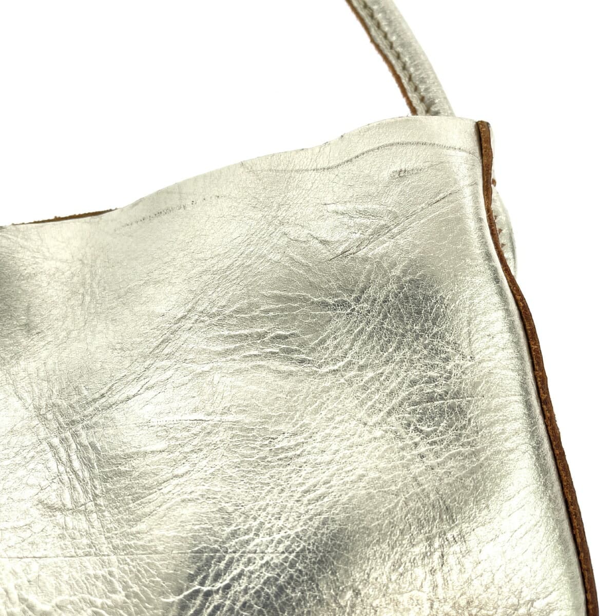 IL BISONTE Metallic Leather Shoulder Bag Gold Color for Women 8