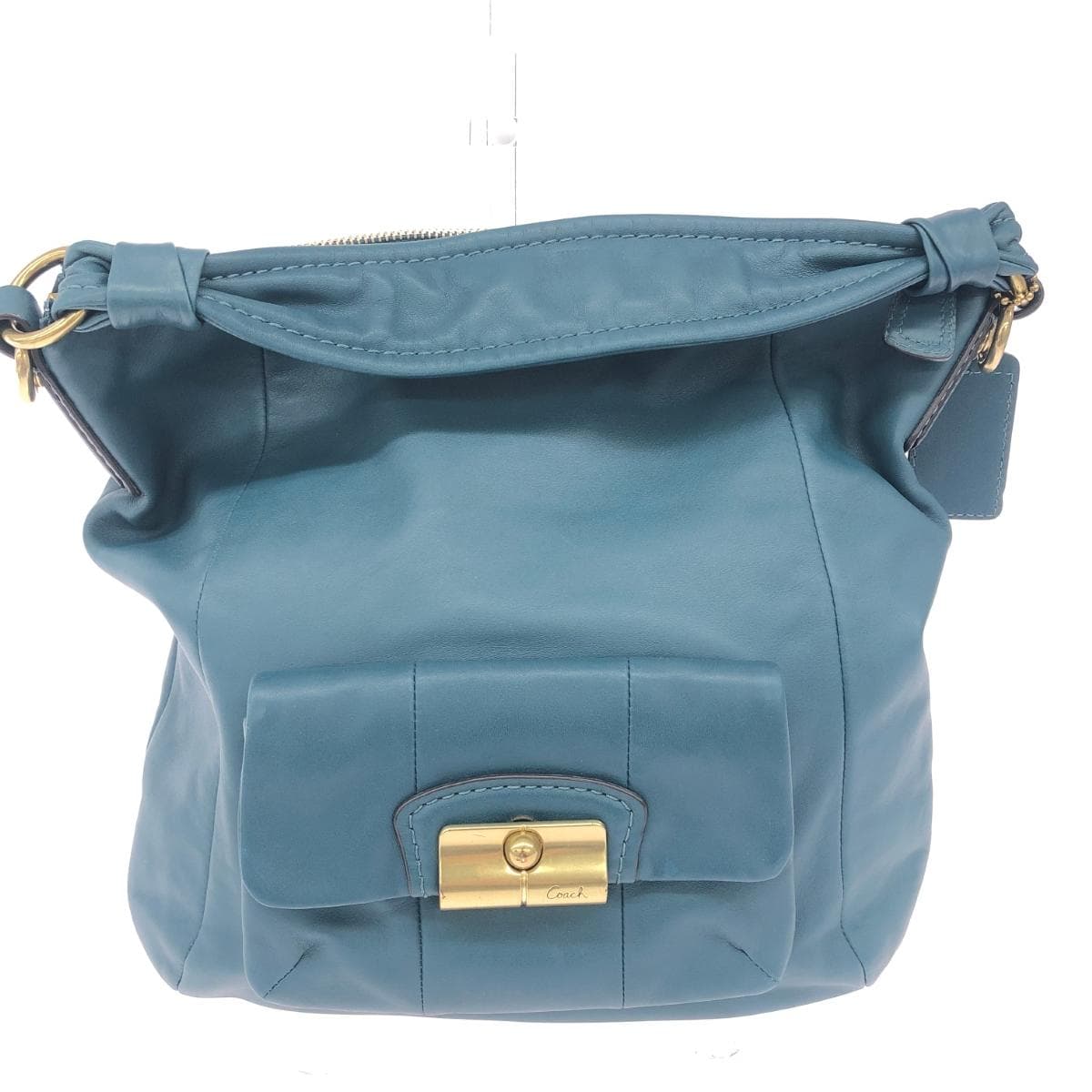 COACH 2WAY Shoulder Bag Leather/Emerald Blue 14783 Blue 2