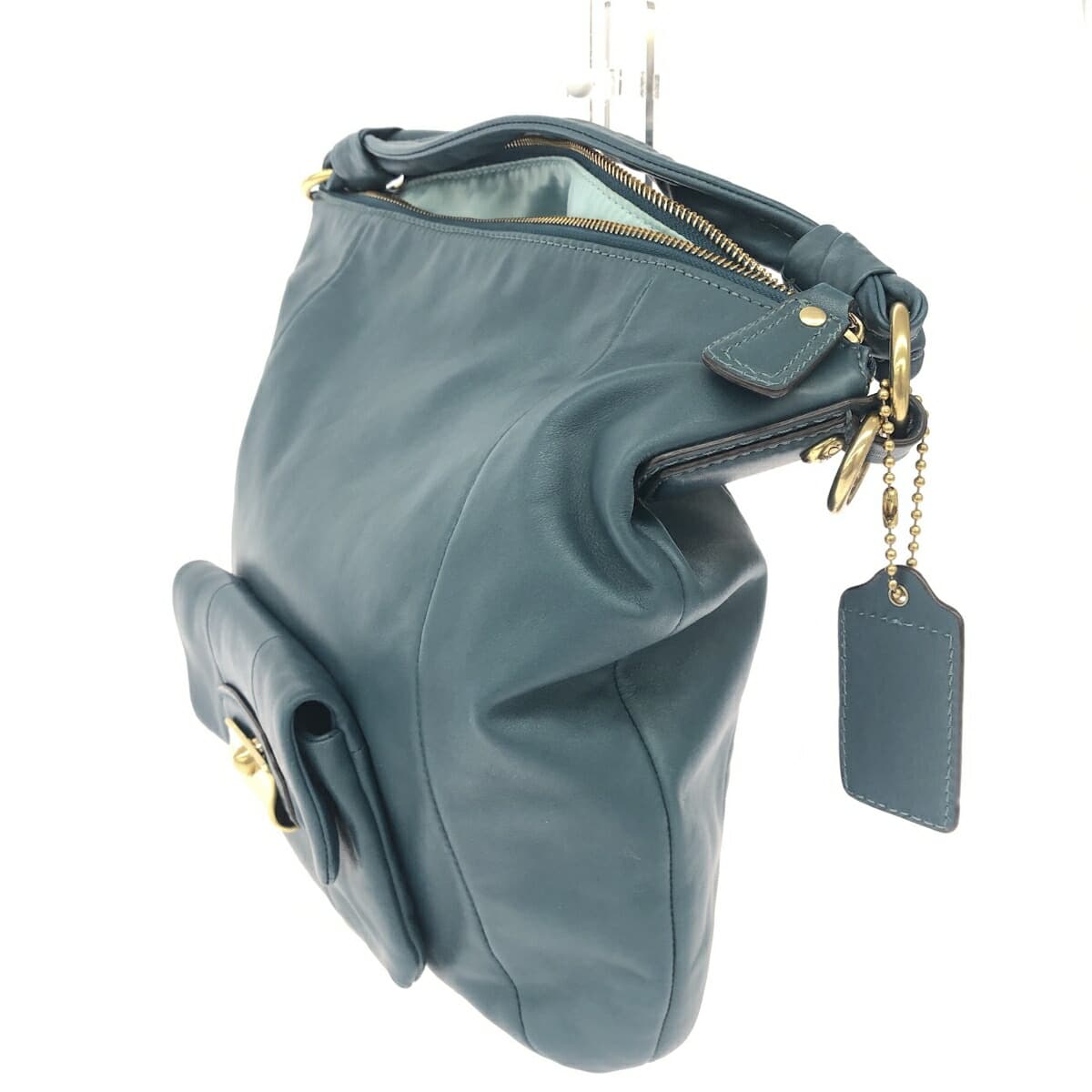 COACH 2WAY Shoulder Bag Leather/Emerald Blue 14783 Blue 4