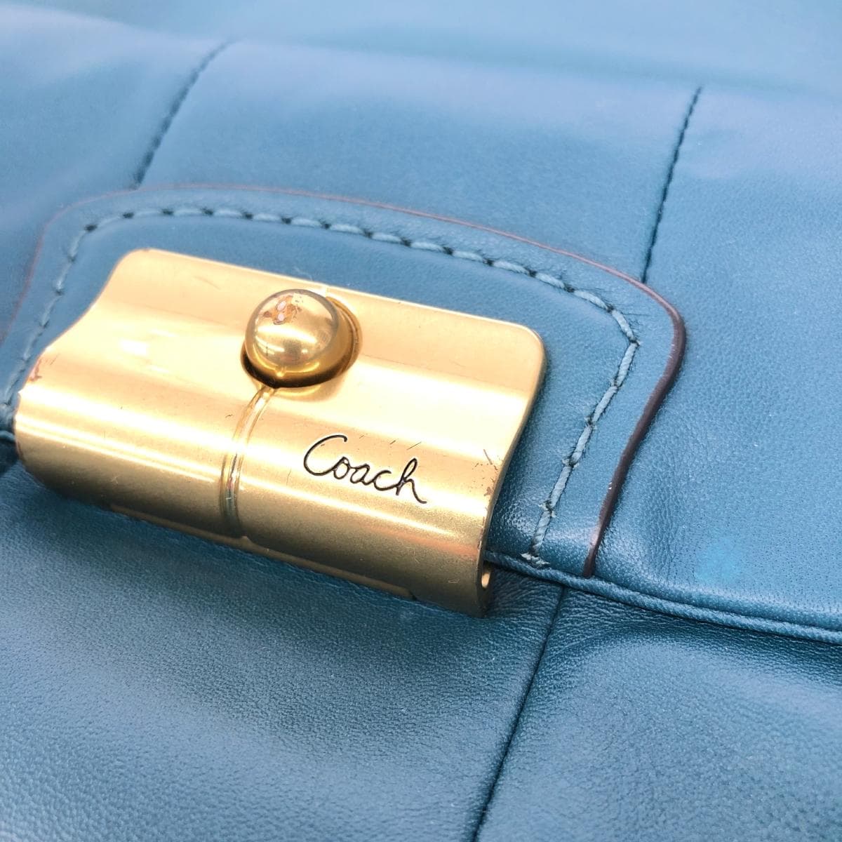 COACH 2WAY Shoulder Bag Leather/Emerald Blue 14783 Blue 8