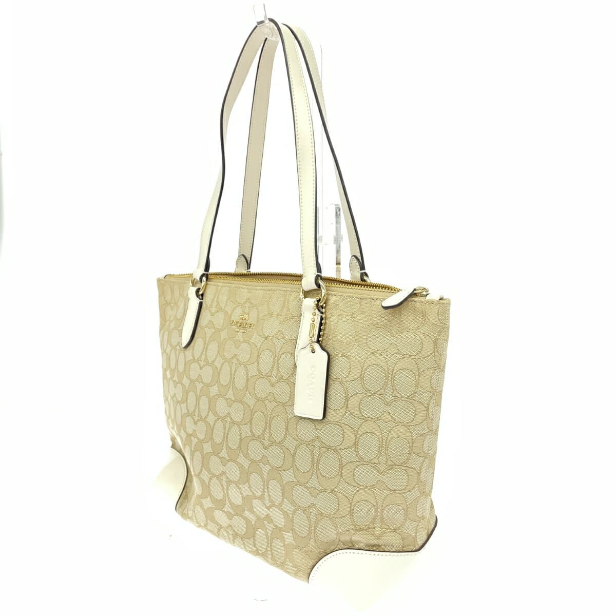COACH Zip Top Tote Bag Unused Item Signature/Jacquard/Beige F29210 Beige 3