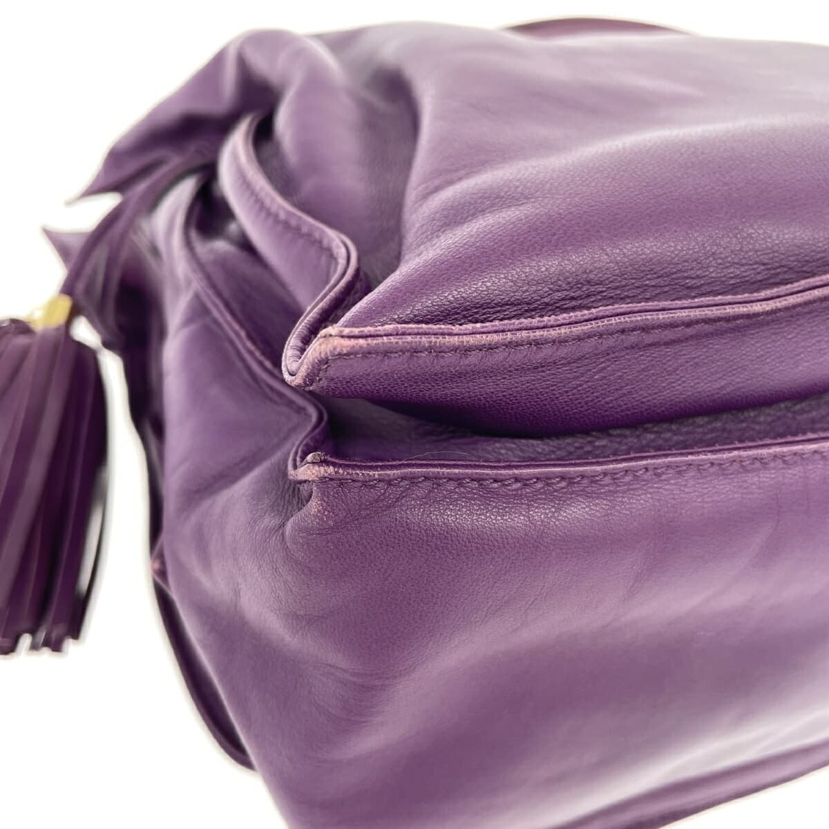 LOEWE Flamenco Leather Fringe Old Model Purple Ladies 10