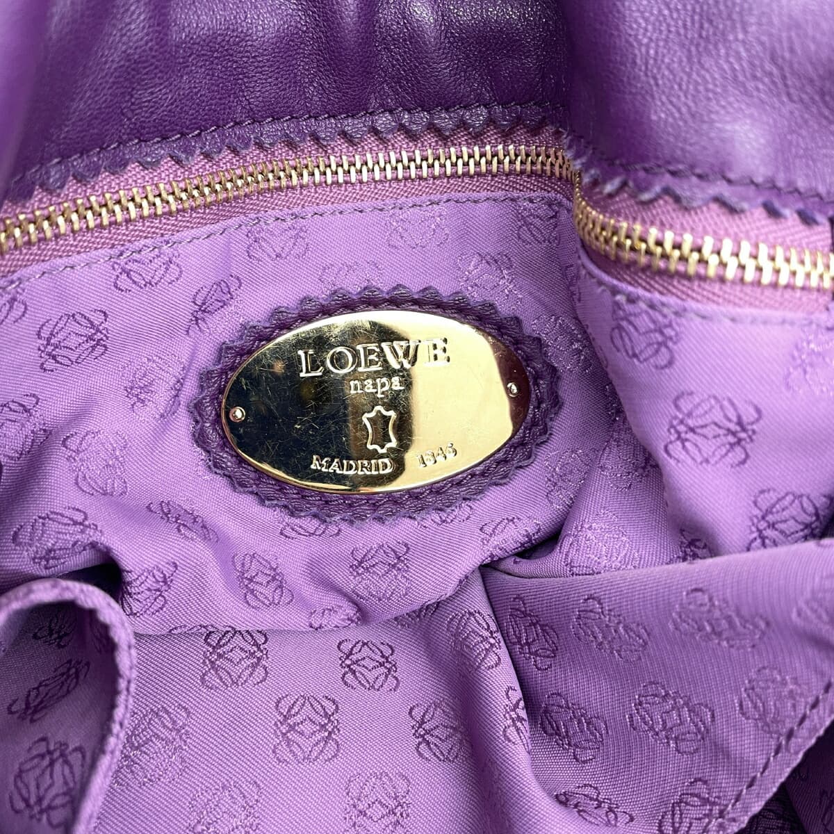 LOEWE Flamenco Leather Fringe Old Model Purple Ladies 6