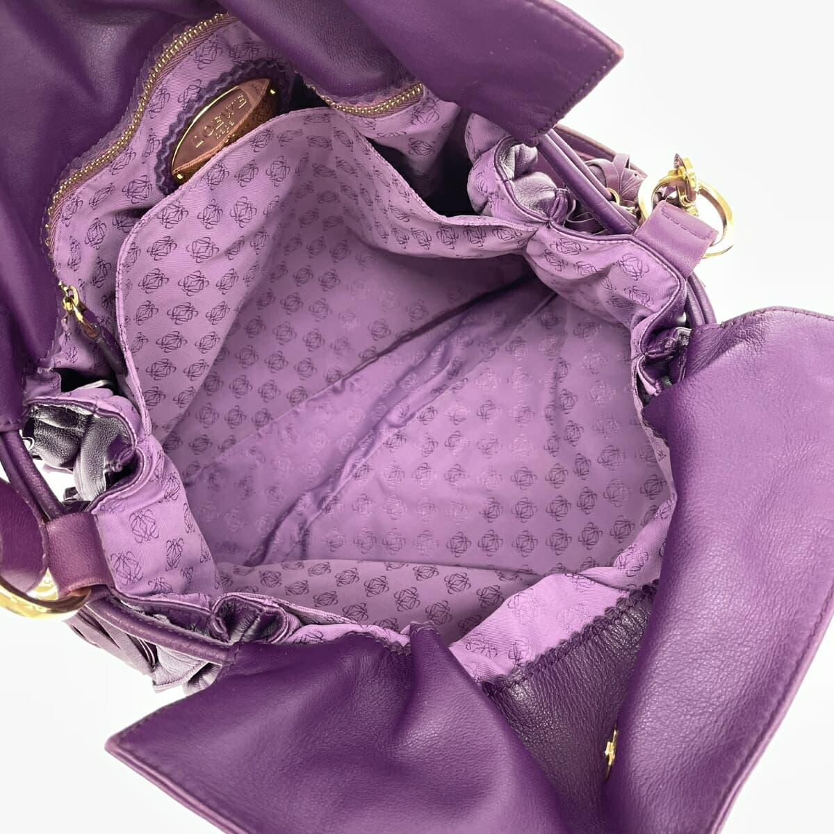 LOEWE Flamenco Leather Fringe Old Model Purple Ladies 7