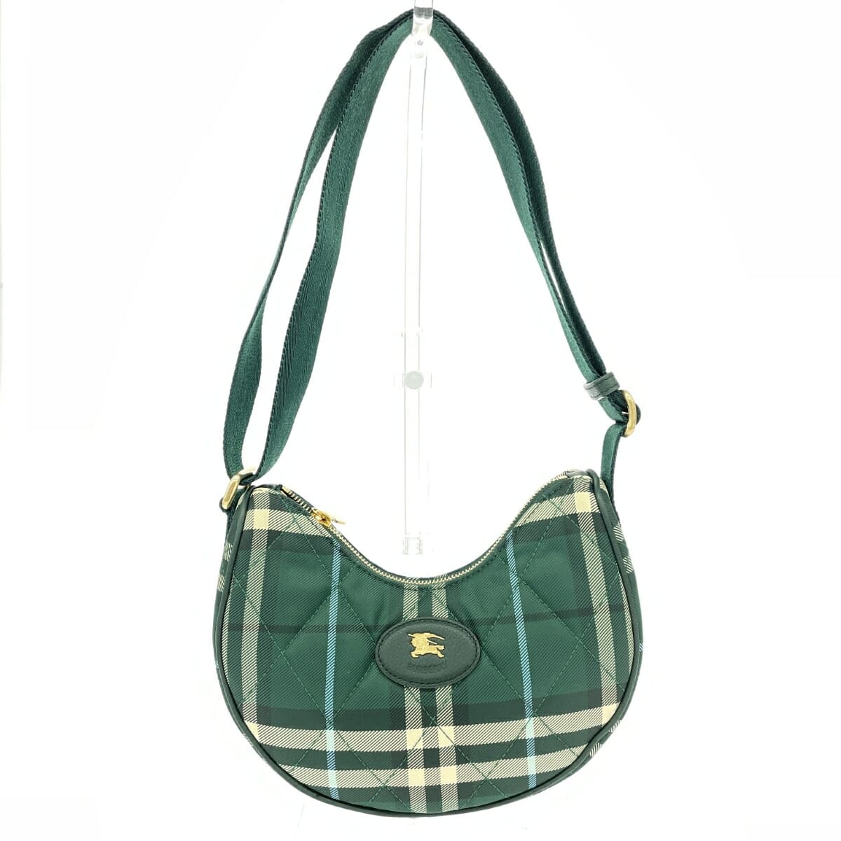 BURBERRY LONDON Shoulder Bag / Horseshoe Crossbody Bag in Excellent Condition Quilted Nylon 81113101 Green 2