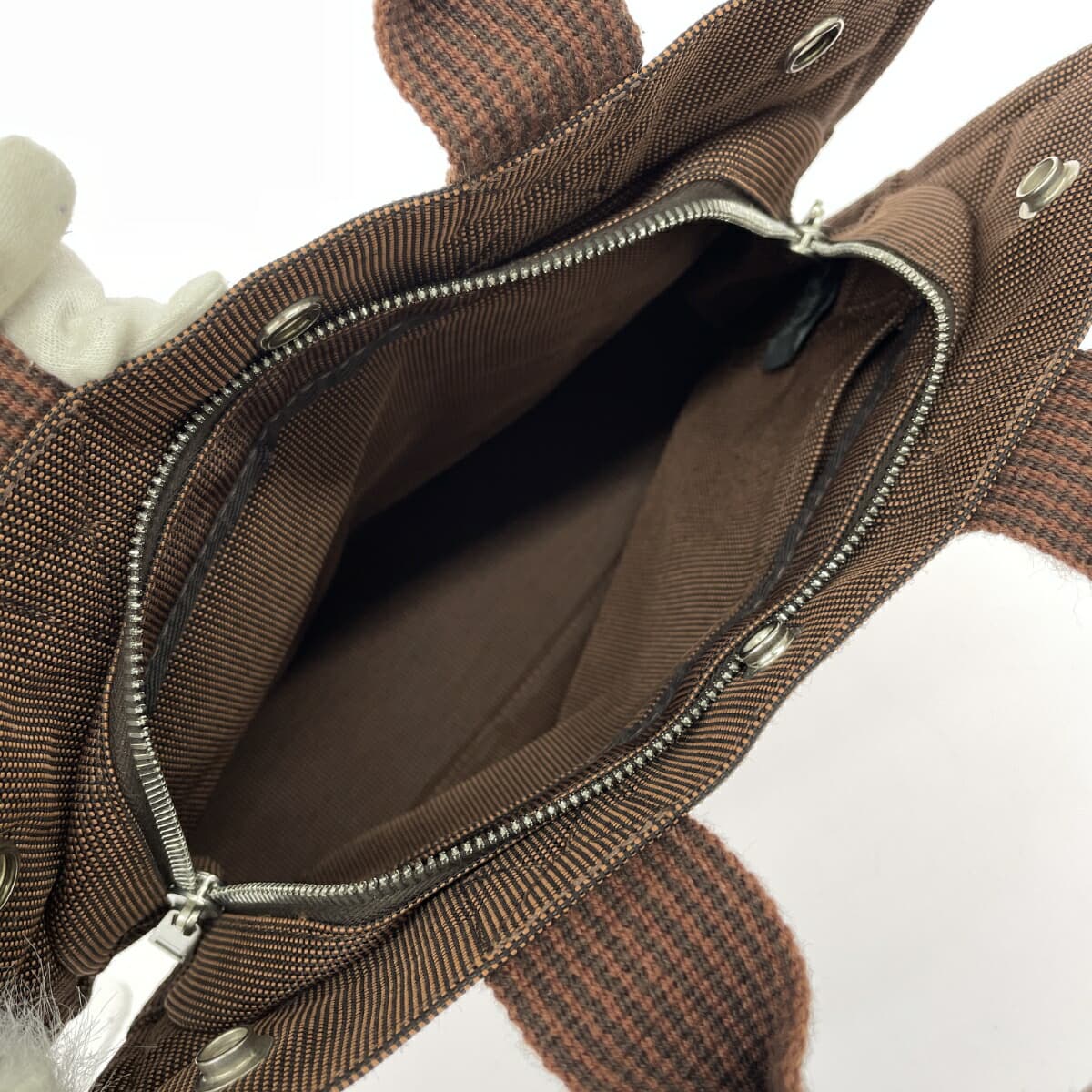 HERMES Hermès Tote Bag PM Aile Line Good Condition Canvas Brown Unisex 6