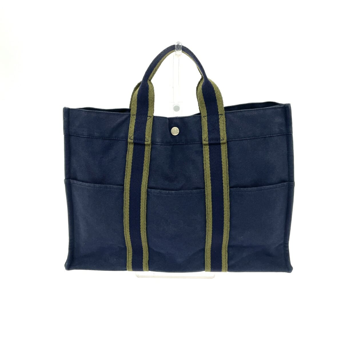 HERMES Hermès Tote Bag MM Foolto Canvas Navy Unisex