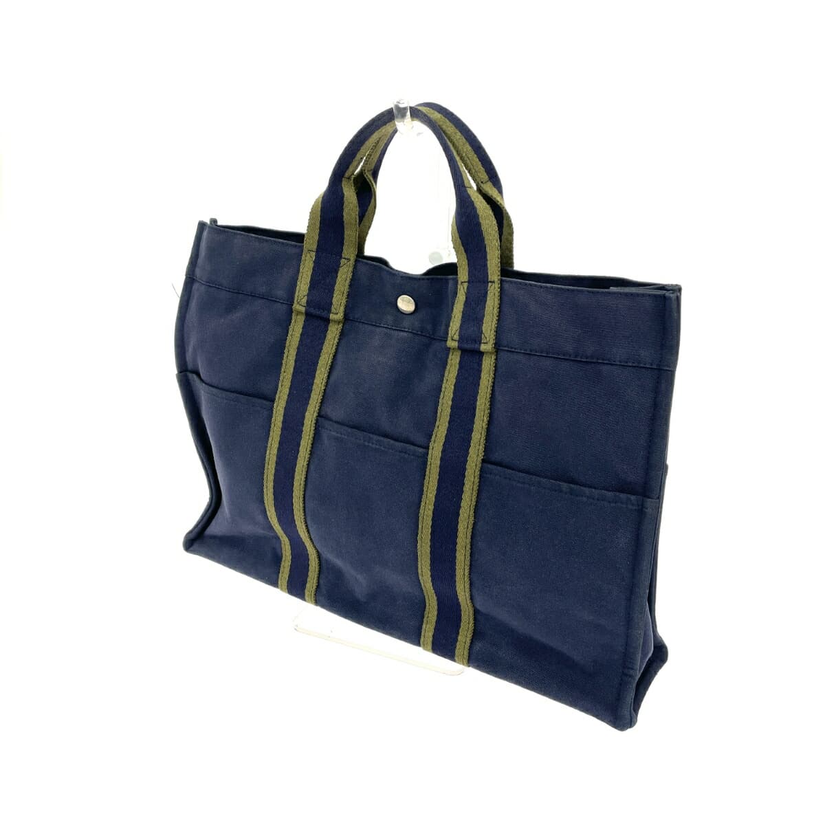HERMES Hermès Tote Bag MM Foolto Canvas Navy Unisex 3