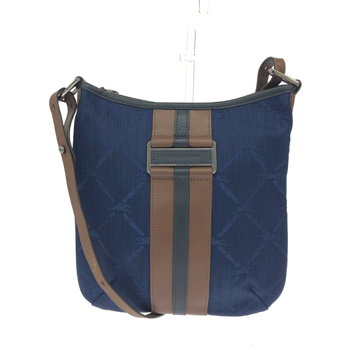 LONGCHAMP Longchamp Shoulder Bag Canvas x Leather / Allover Pattern Navy Ladies