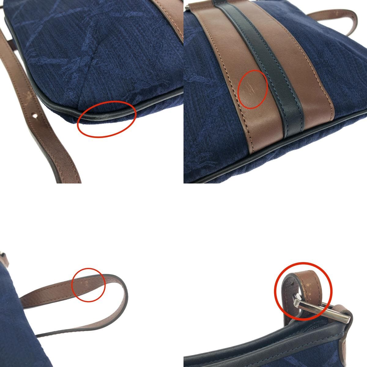 LONGCHAMP Longchamp Shoulder Bag Canvas x Leather / Allover Pattern Navy Ladies 8