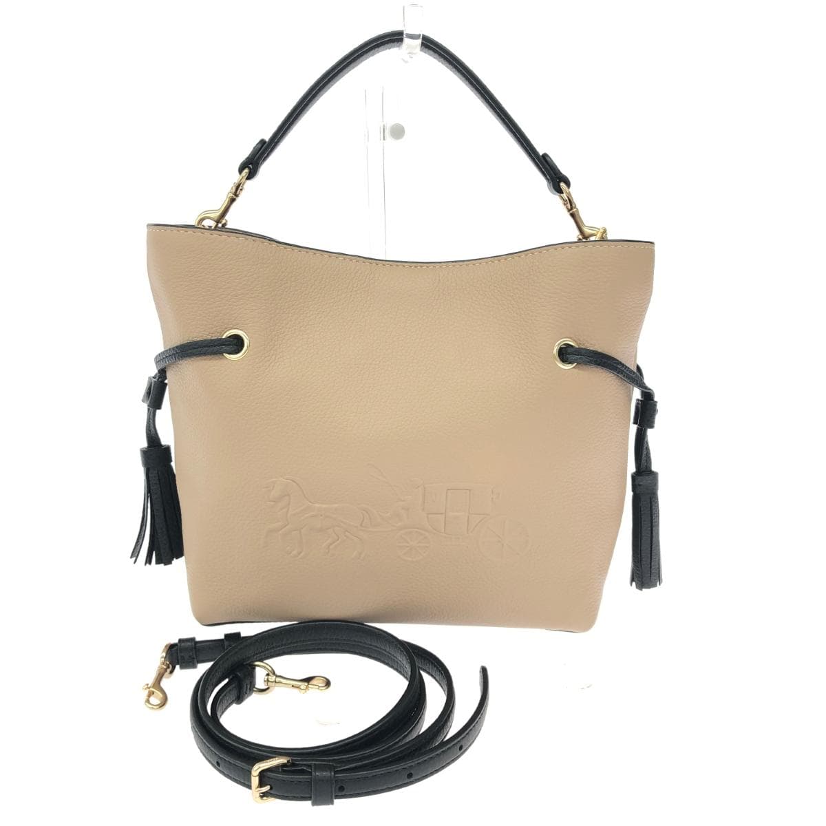 COACH 2WAY Bag / Andy Crossbody Excellent Condition Drawstring Leather CA164 Beige Ladies