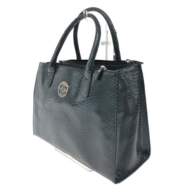 HANAE MORI 2WAY Handbag in excellent condition Heartful Papillon / Logo Plate / Python Embossed / Leather Gray Ladies 3