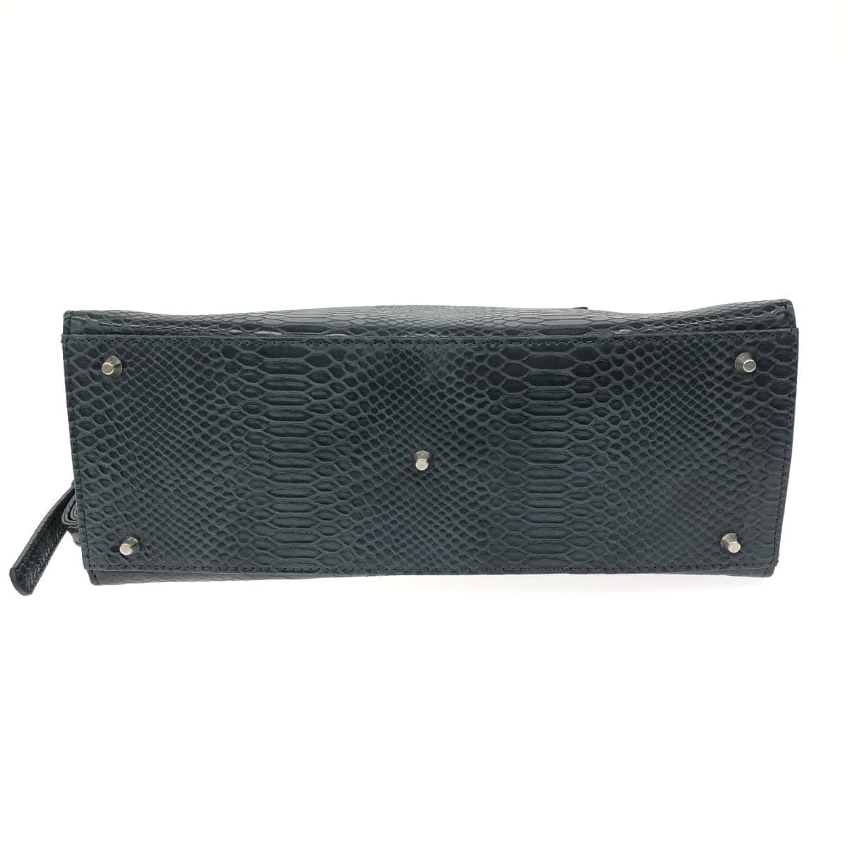 HANAE MORI 2WAY Handbag in excellent condition Heartful Papillon / Logo Plate / Python Embossed / Leather Gray Ladies 8