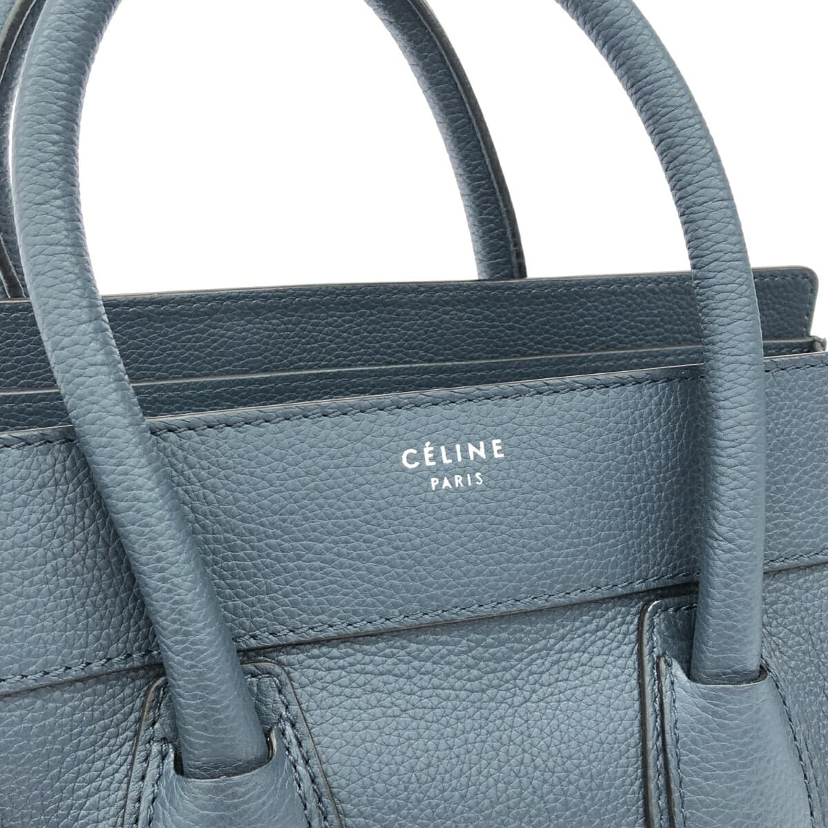 CELINE Luggage Mini Shopper/Handbag Leather Navy for Women 5