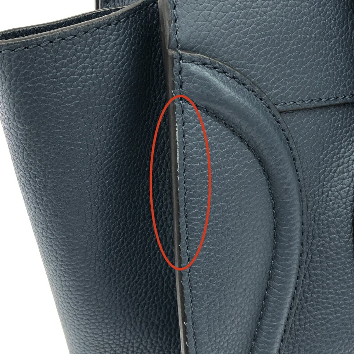 CELINE Luggage Mini Shopper/Handbag Leather Navy for Women 9