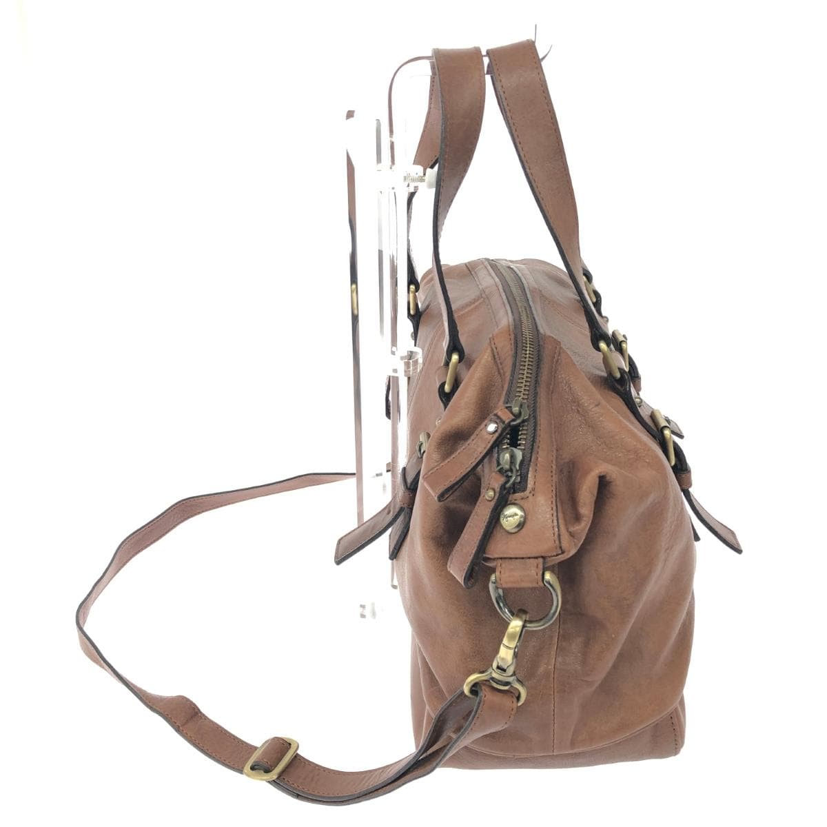 Ginza Kanematsu 2WAY Bag Good Condition Leather Brown Women's 2