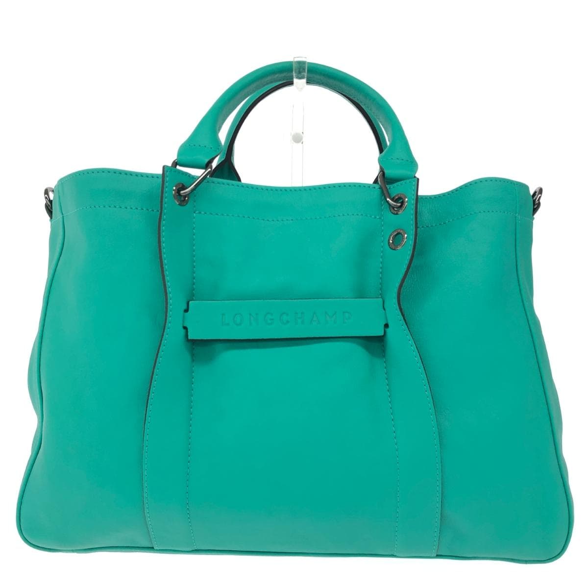 LONGCHAMP 2WAY Bag/3D Top Handle Bag L Excellent Condition Leather Green Women's 2