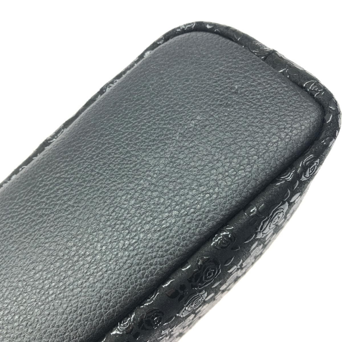 Inden-ya Handbag/Tote Bag Good Condition Rose/Black Ground Deer Leather with Black Lacquer Black Ladies 8