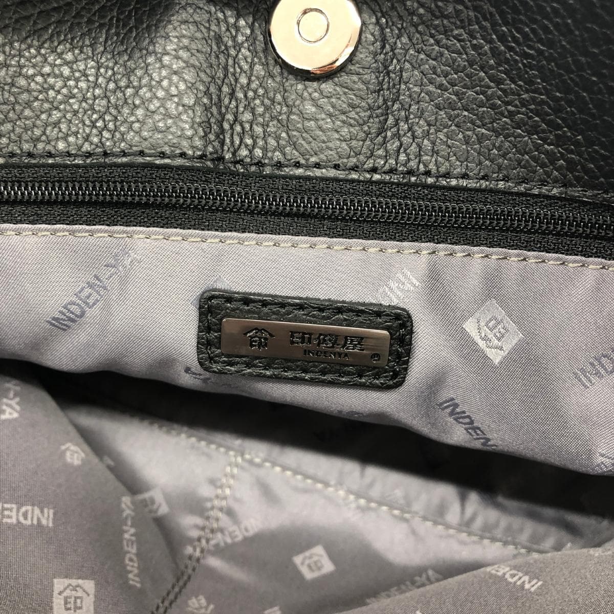 Inden-ya Handbag/Tote Bag Good Condition Rose/Black Ground Deer Leather with Black Lacquer Black Ladies 9