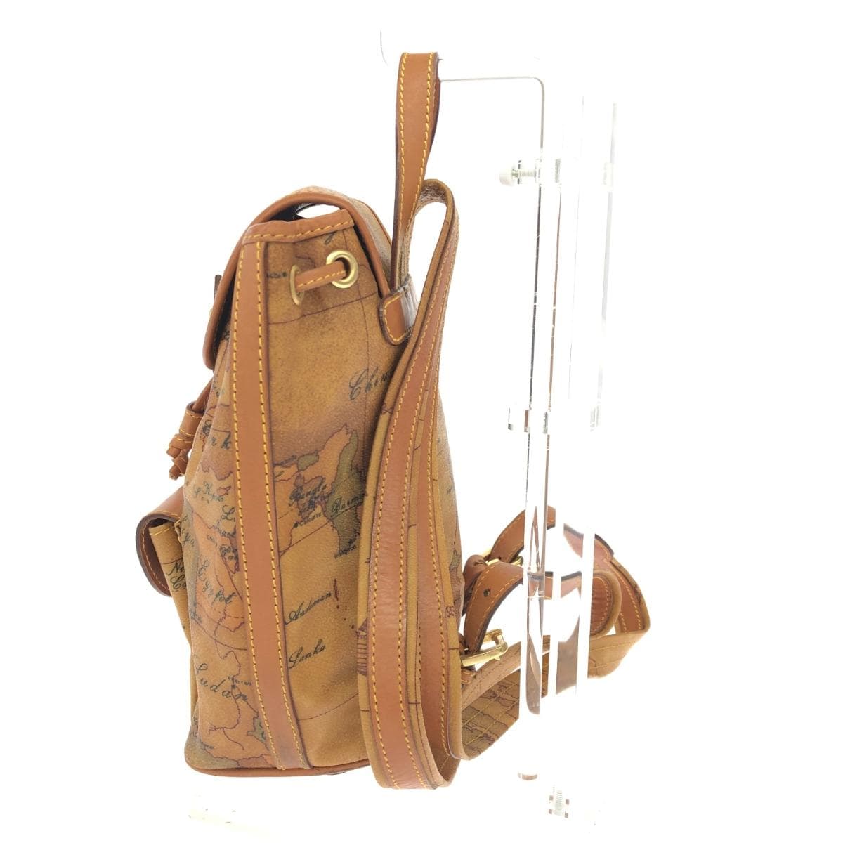 PRIMA CLASSE Mini Backpack Map Pattern/PVC×Leather Brown Ladies 2