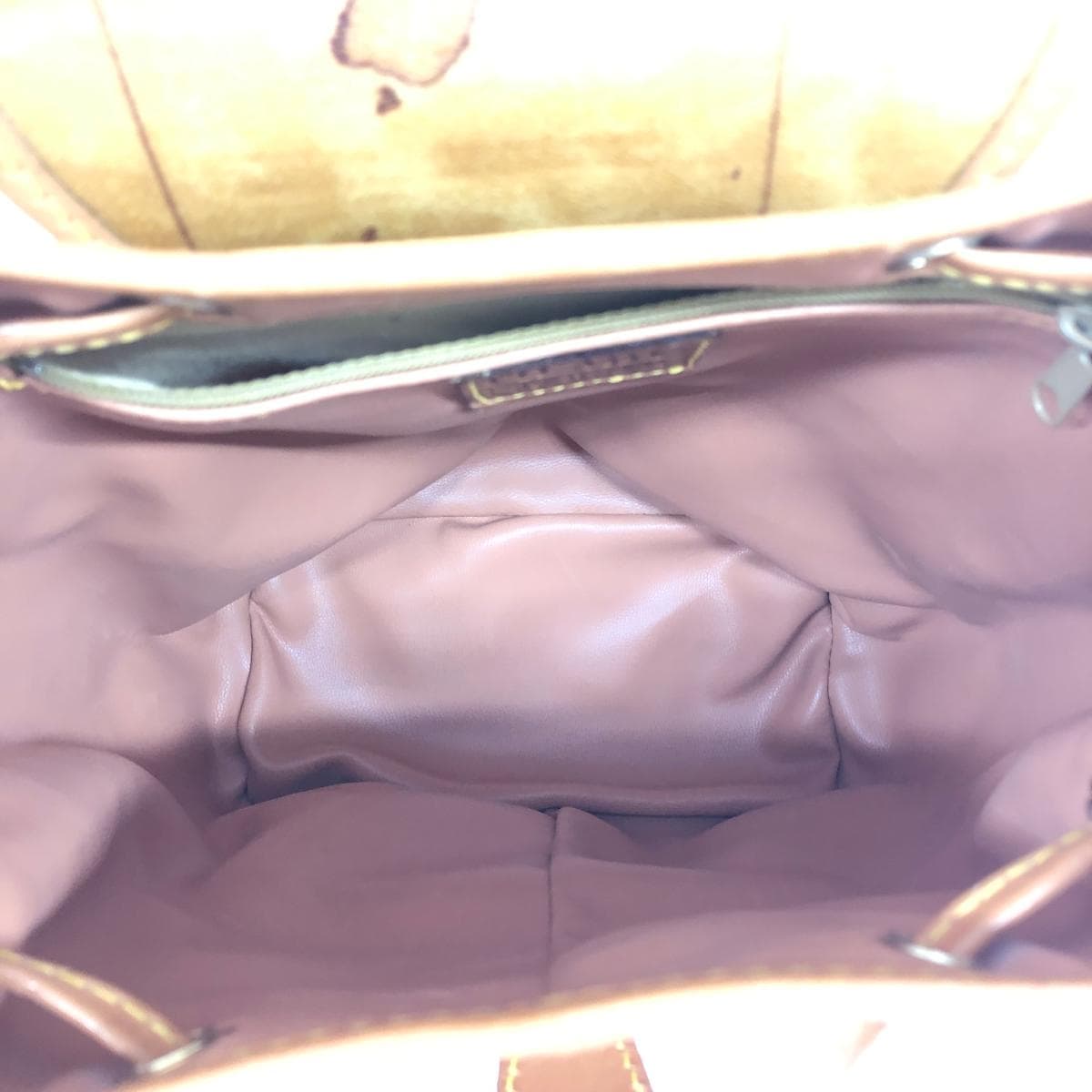 PRIMA CLASSE Mini Backpack Map Pattern/PVC×Leather Brown Ladies 4