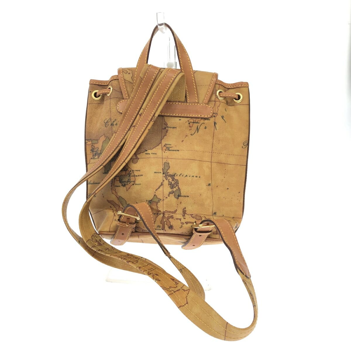 PRIMA CLASSE Mini Backpack Map Pattern/PVC×Leather Brown Ladies 6