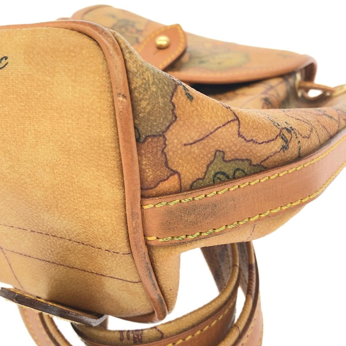 PRIMA CLASSE Mini Backpack Map Pattern/PVC×Leather Brown Ladies 8