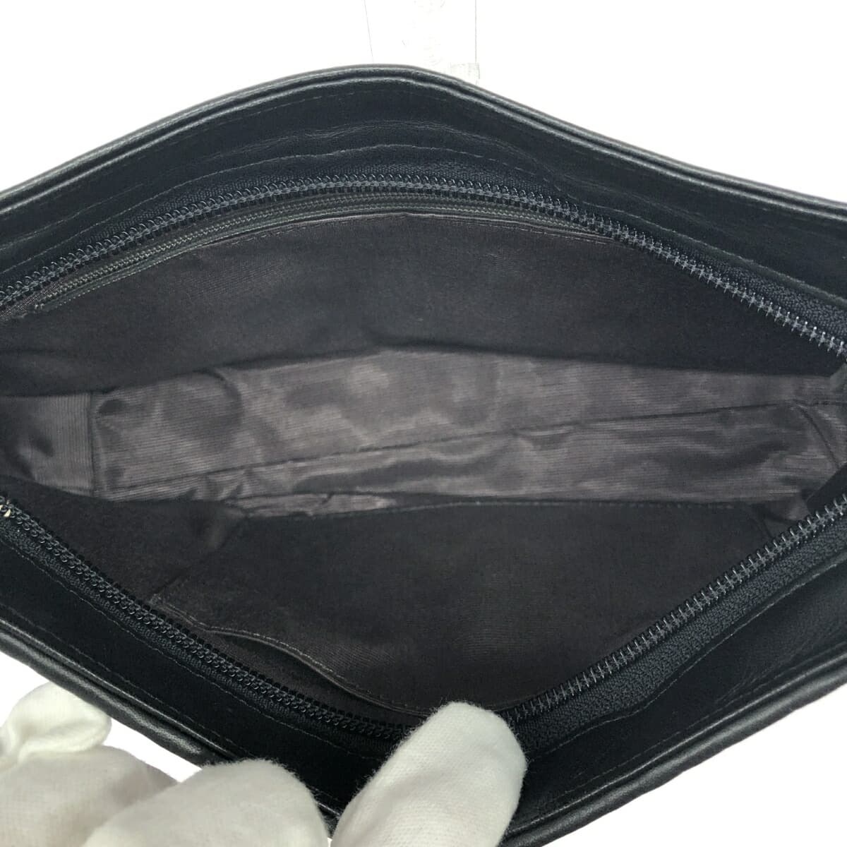 Ginza Yoshinoya One Shoulder Bag Punching Leather Black Ladies 4