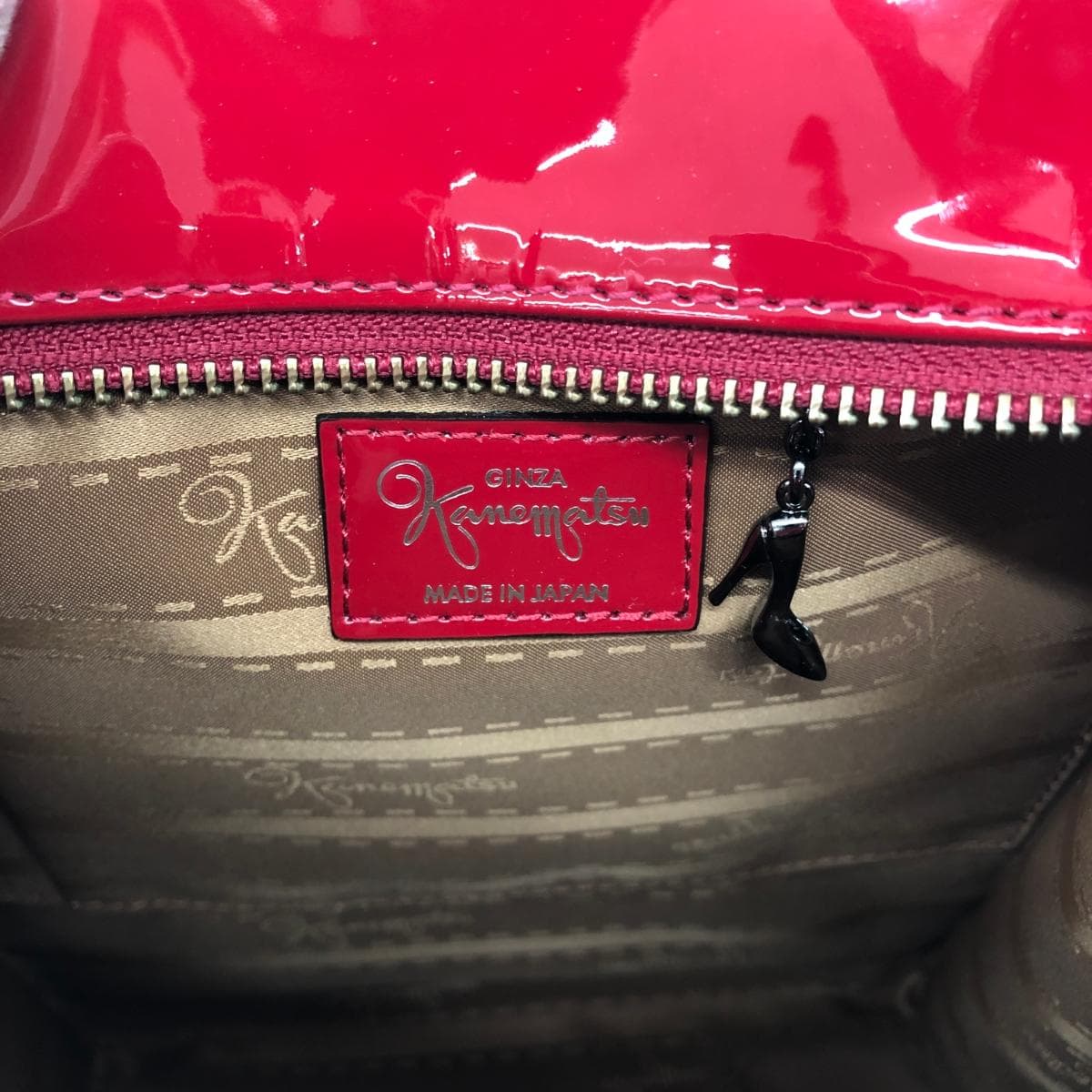 Ginza Kanematsu 2WAY Tote Bag Enamel Red Ladies 7