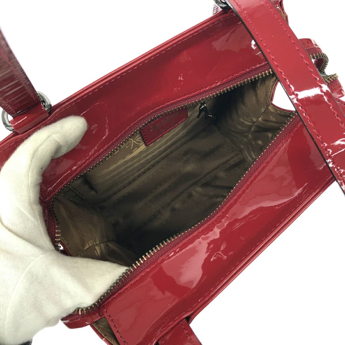 Ginza Kanematsu 2WAY Tote Bag Enamel Red Ladies 8