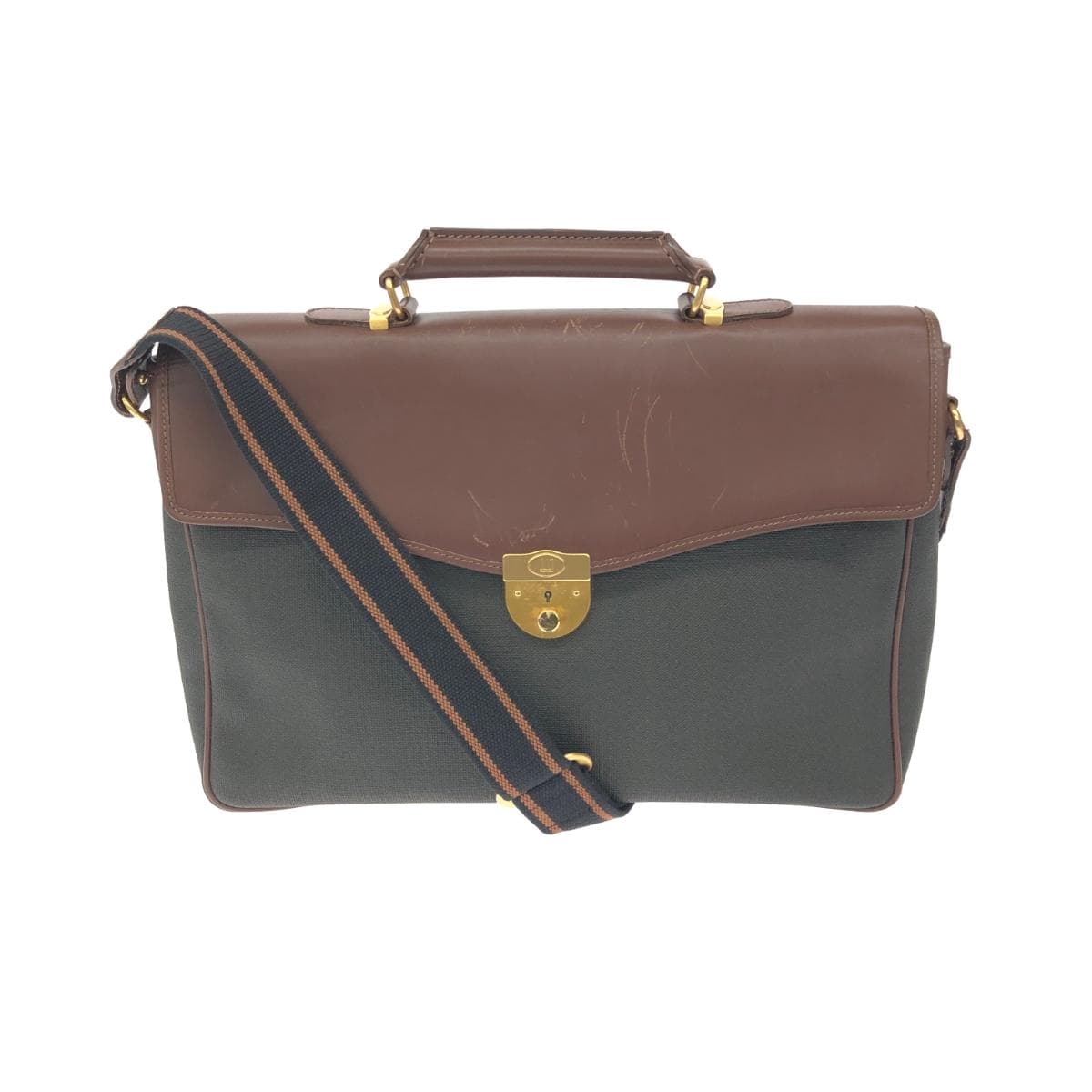 dunhill 2WAY business bag Leather × PVC Brown Men's