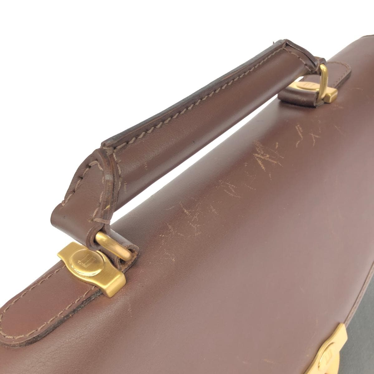 dunhill 2WAY business bag Leather × PVC Brown Men's 4