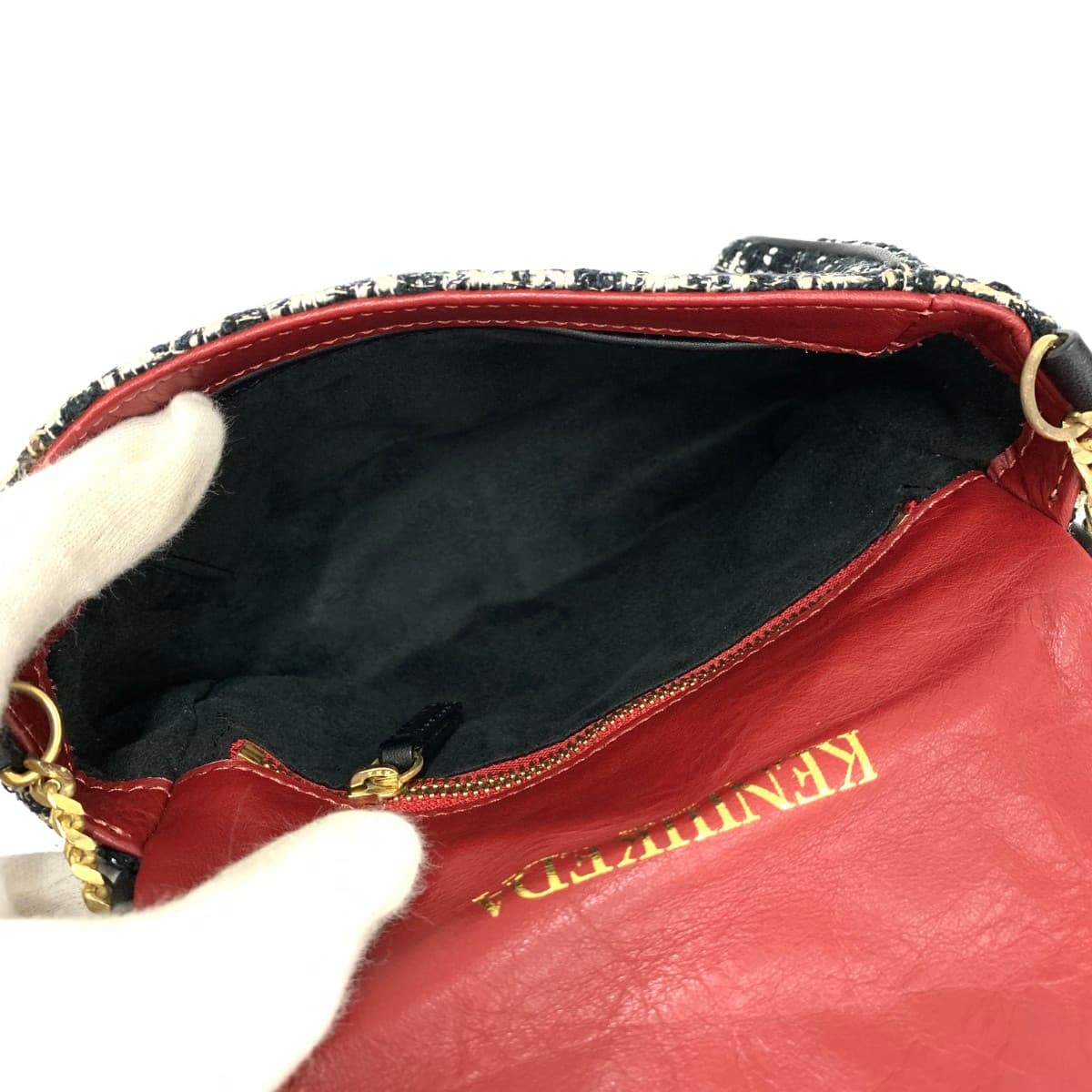 KENJIIKEDA Kenji Ikeda Chain Shoulder Bag Tweed Black Ladies 5