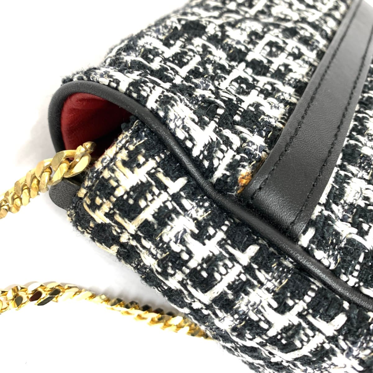 KENJIIKEDA Kenji Ikeda Chain Shoulder Bag Tweed Black Ladies 8