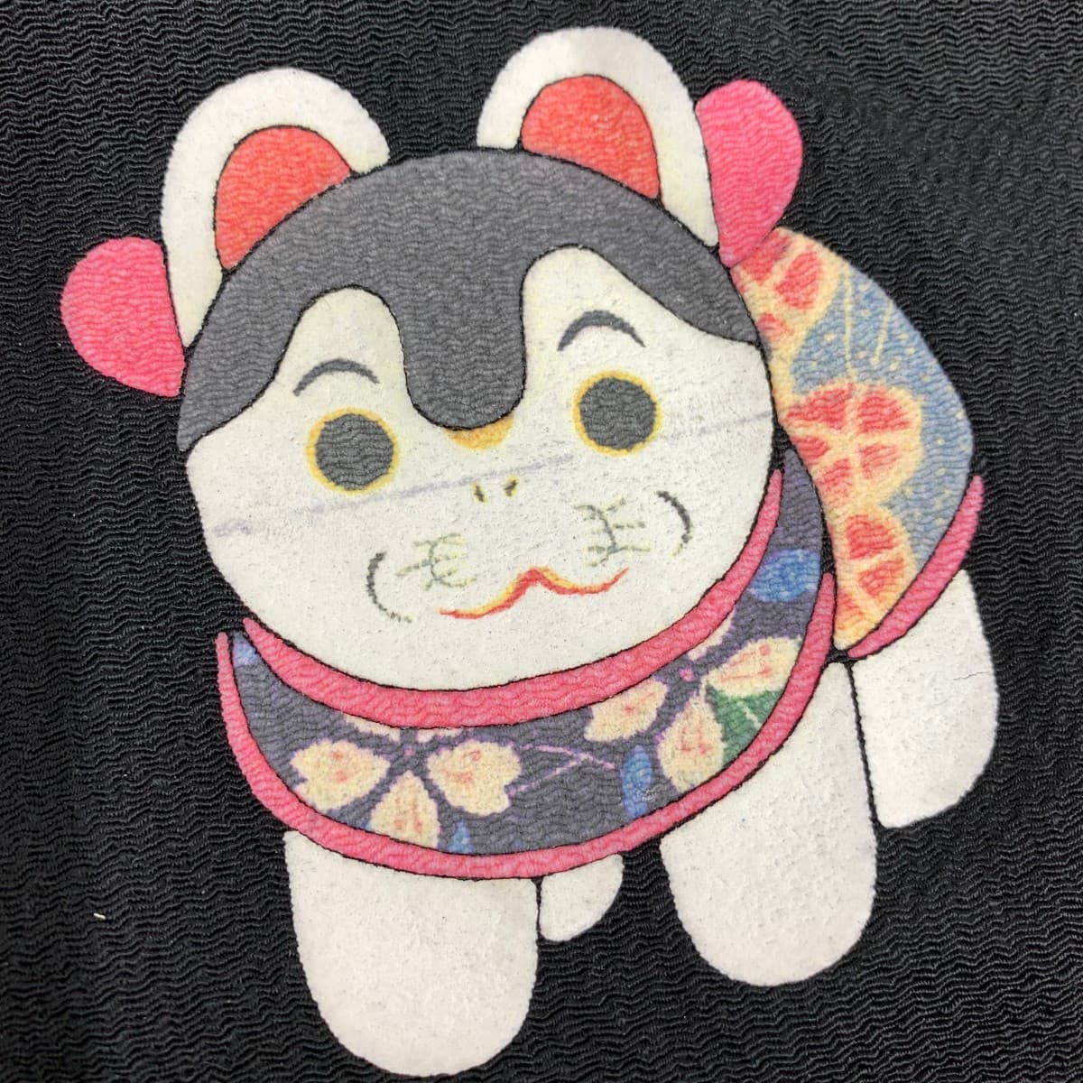 Kurochiku Kurochiku Tote Bag Good Condition Japanese Pattern Shishi (Lion Dog) Chirimen Black Ladies 7