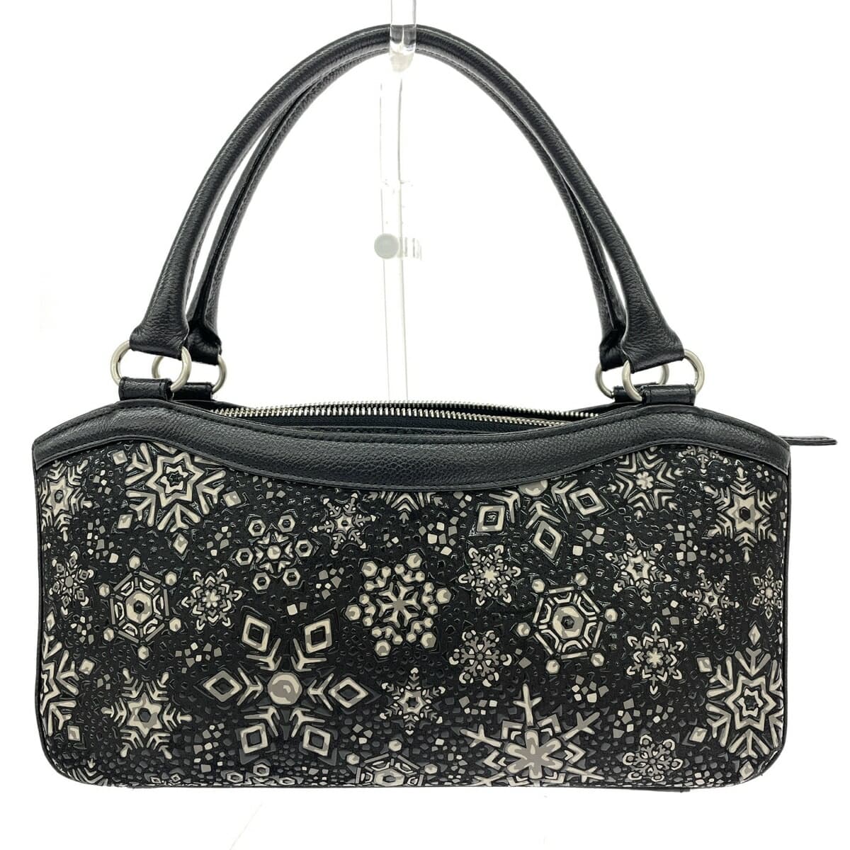 Inden-ya Handbag Good Condition / Black Ground Deer Leather with Black Lacquer Women's