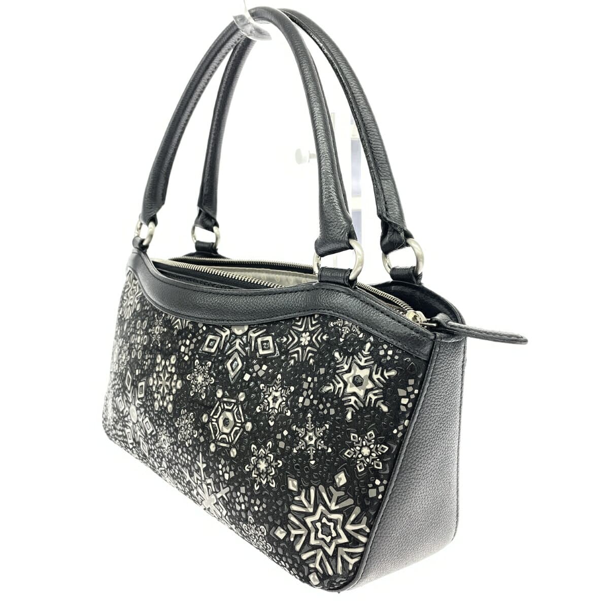 Inden-ya Handbag Good Condition / Black Ground Deer Leather with Black Lacquer Women's 3