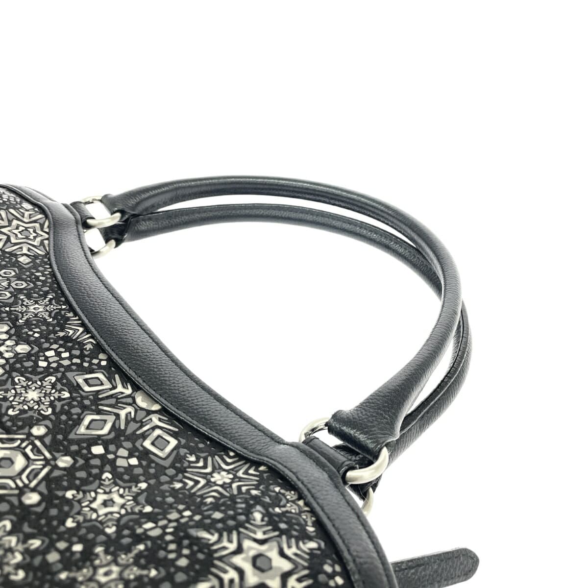 Inden-ya Handbag Good Condition / Black Ground Deer Leather with Black Lacquer Women's 8