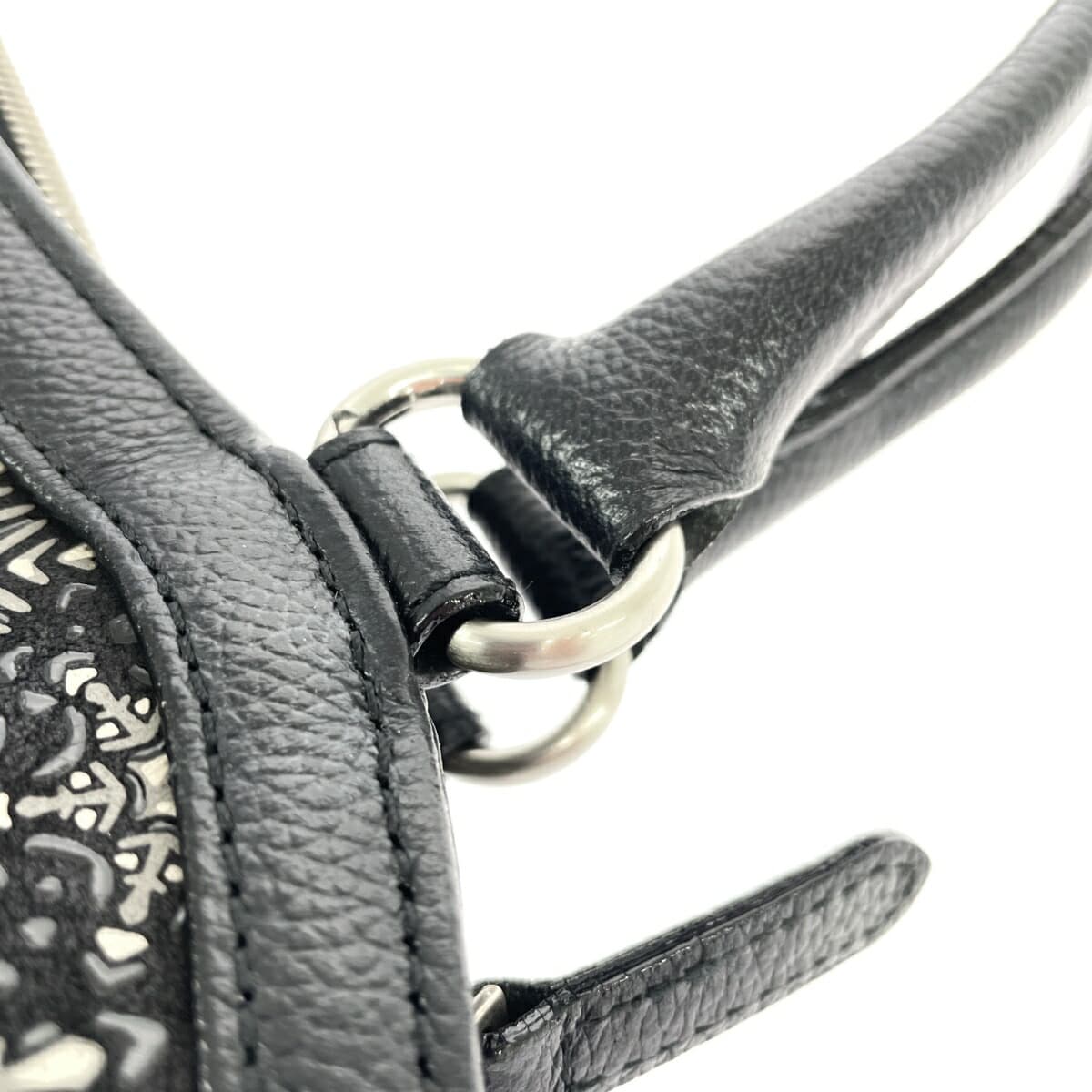 Inden-ya Handbag Good Condition / Black Ground Deer Leather with Black Lacquer Women's 9