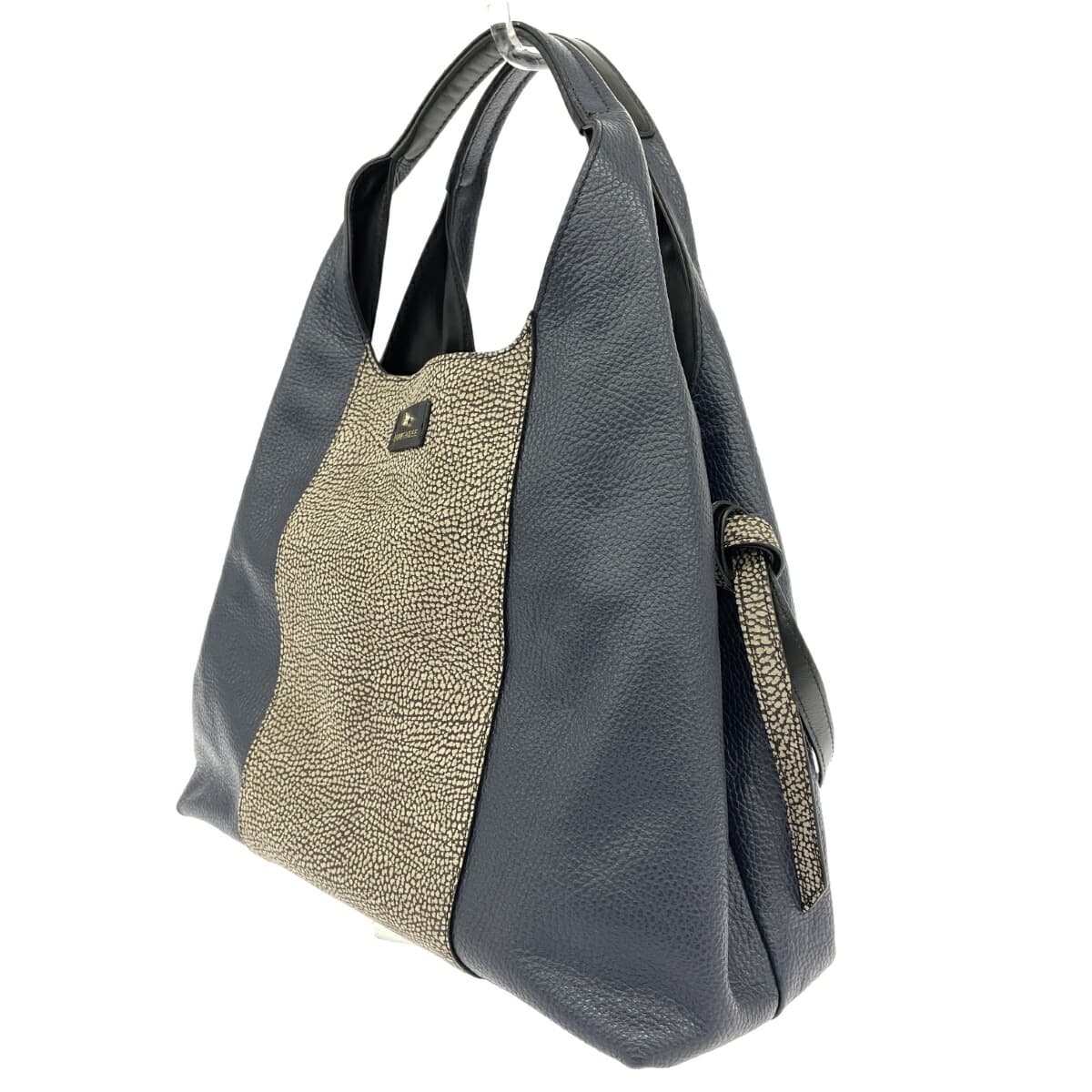 Borbonese Tote Bag / Leilian Collaboration Good Condition Quail Pattern / Leather Navy Women's 3