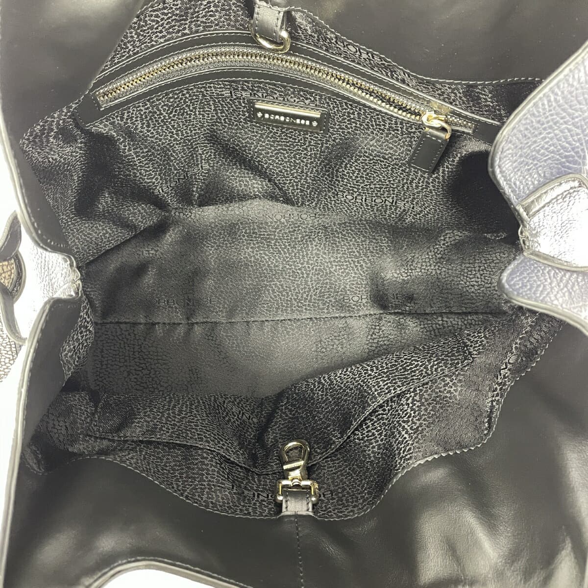 Borbonese Tote Bag / Leilian Collaboration Good Condition Quail Pattern / Leather Navy Women's 4