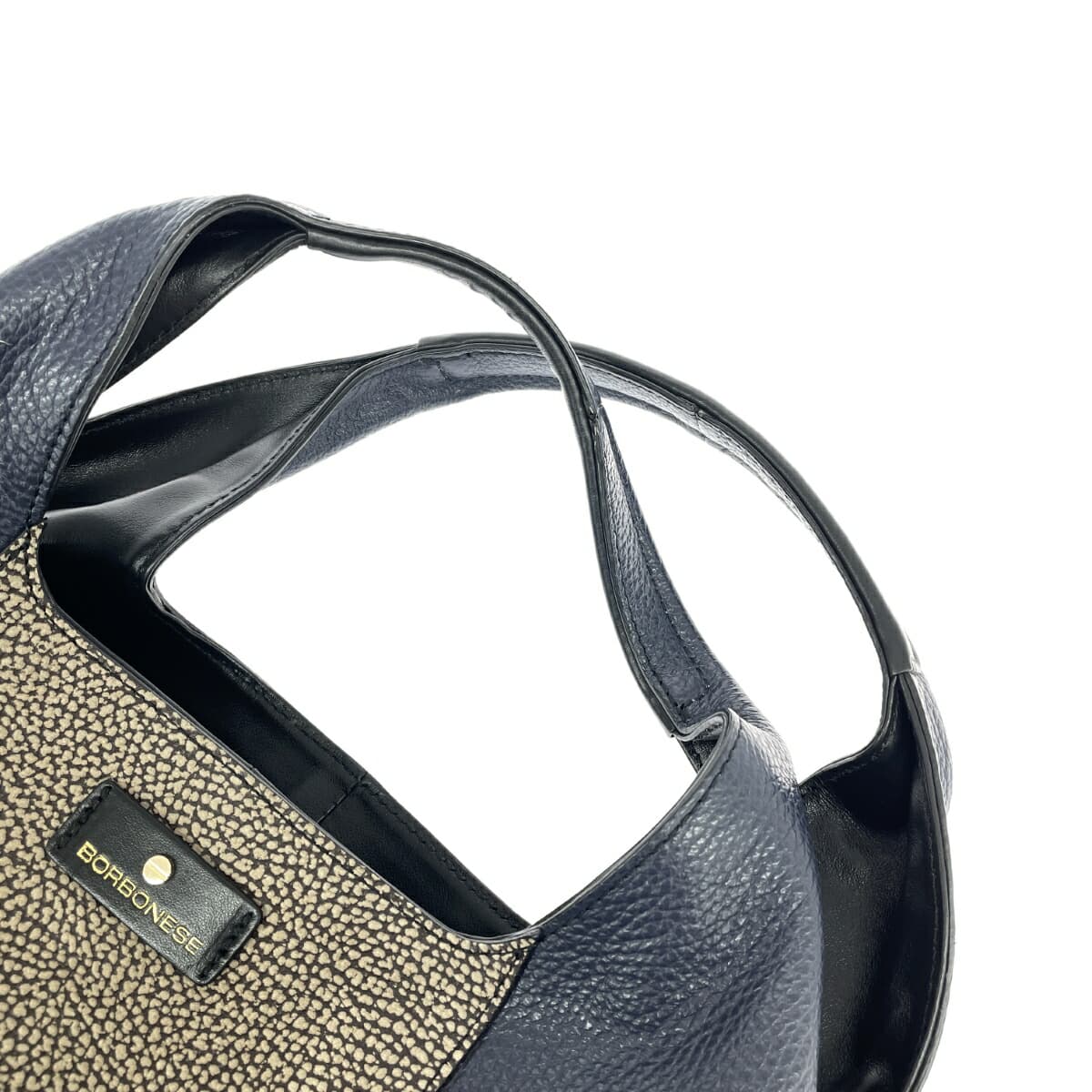 Borbonese Tote Bag / Leilian Collaboration Good Condition Quail Pattern / Leather Navy Women's 5
