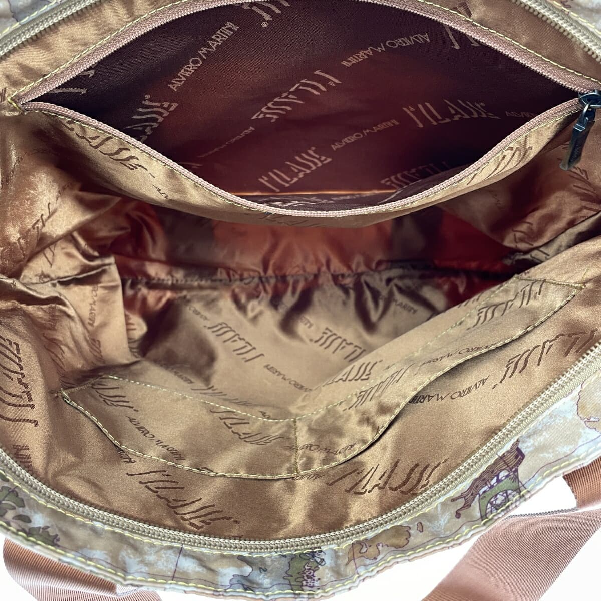 PRIMA CLASSE Tote Bag Map Pattern/Nylon Beige Unisex 4